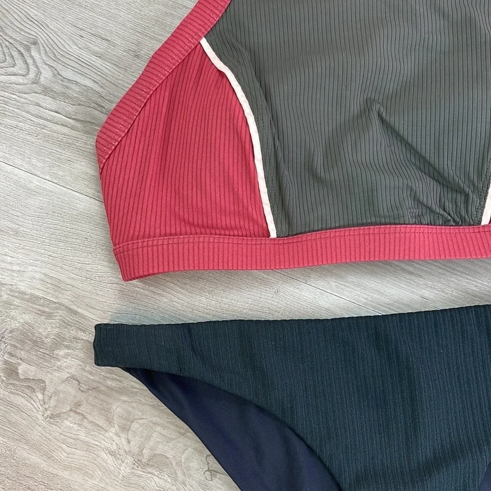 ☀️HURLEY☀️ QD MRITM HIGH NECK RIB MOD SURF BOTTOM BIKINI SET